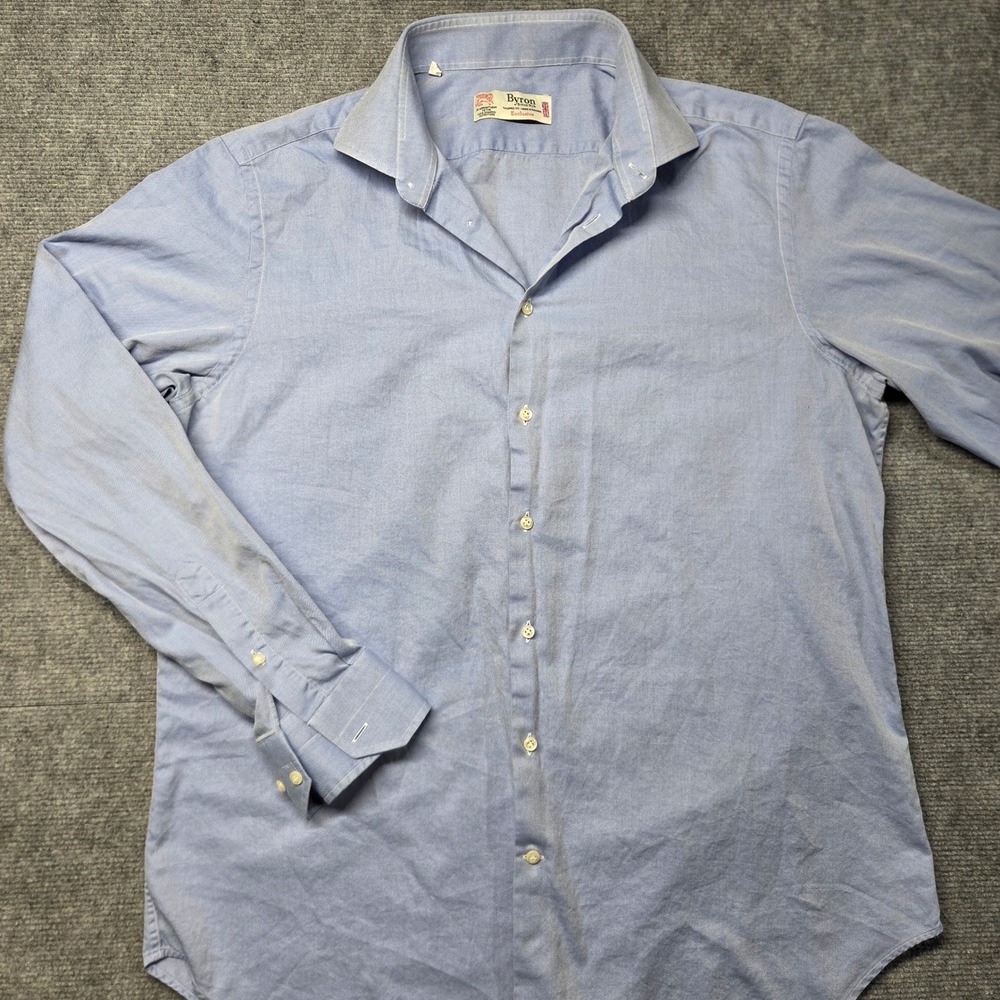 Byron British Style Mens Tailored Fit Blue Micro Stripe Cotton Dress Shirt 16.5